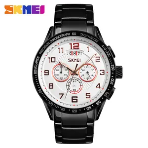 Skmei 9176 Mannen Polshorloge Zilveren Japan Movt Quartz Horloge Roestvrij Staal Terug Waterbestendig