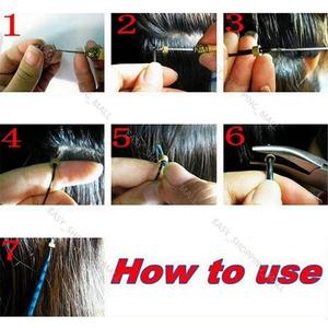 Alicate de extensão de cabelo, ferramenta profissional de extensão de cabelo com 100 peças de 5mm, micro anéis de silicone, gancho de gravata de cabelo - Product Image 6