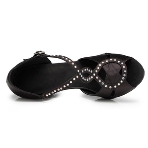 L156 Sepatu Dansa Wanita, Baru Satin + Berlian Imitasi Hak 10Cm Salsa Latin