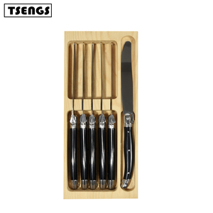 <span class=keywords><strong>Couteau</strong></span> à <span class=keywords><strong>fromage</strong></span> en acier inoxydable, couteaux <span class=keywords><strong>laguiole</strong></span> durables 6 pièces avec étui en bois - Product Image 2