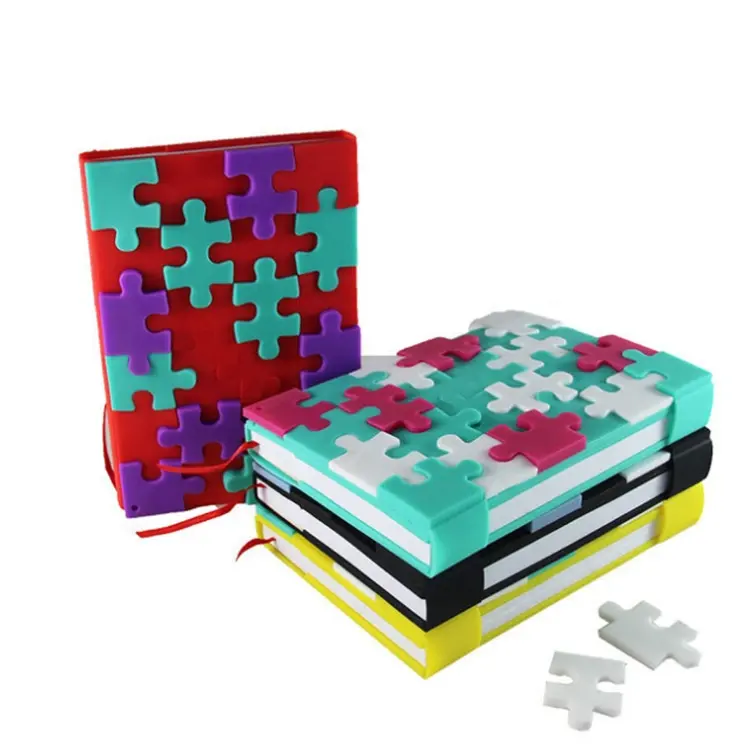Creatieve Gift Puzzel Kleurrijke Notebooks DIY Bouwsteen Boek Cover A6 Size Siliconen Puzzel Notebook