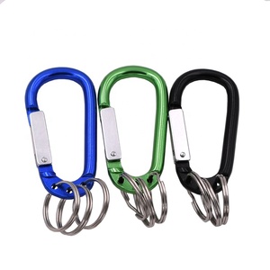 3" D Shaped Aluminum Carabiner <strong>Keychain</strong> with 3 <strong>Split</strong> Rings Multifunctional Spring Snap Hook for Key &amp; Backpack - Product Image 1