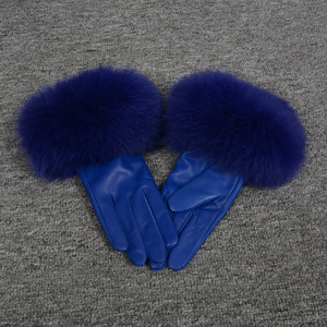 Gants en cuir véritable, véritable peau de mouton et de renard, couleurs personnalisables, tendance, pour femme, pcs - Product Image 4