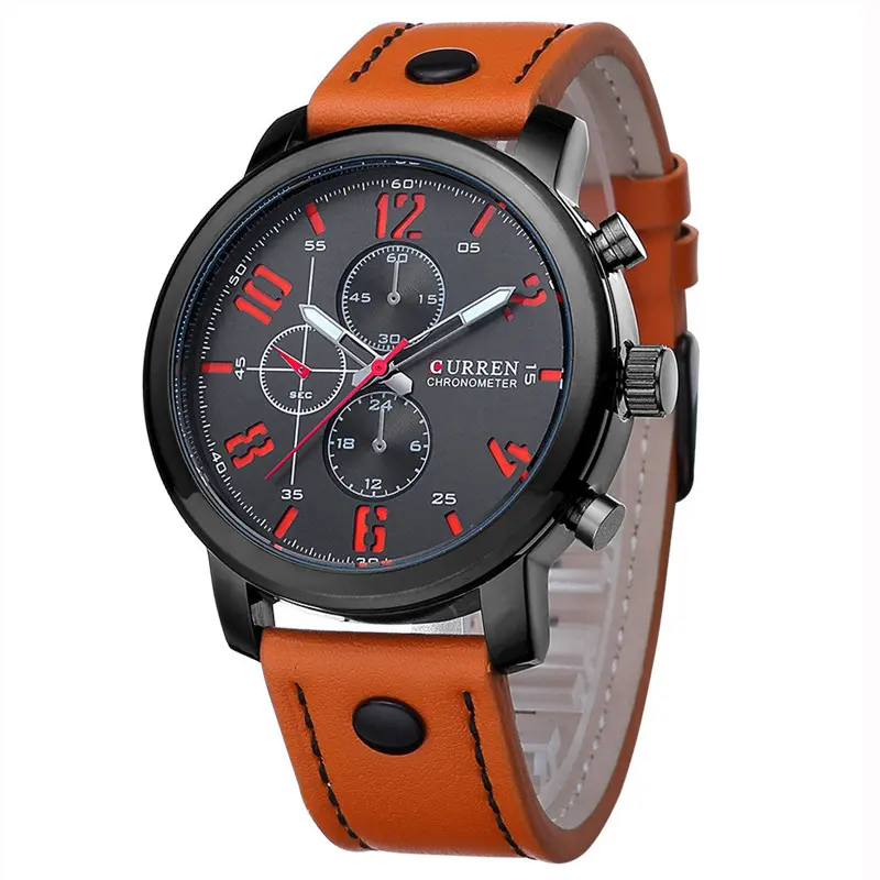 WJ-5172 CURREN 8192 3AM Водонепроницаемые Красивые высококачественные дизайнерские мужские часы с ремешком для внешней торговли горячая распродажа мужские часы в Военном Стиле