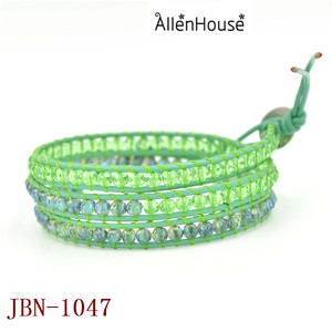 Vert Cristal Perles 3 Couches Vert Bracelet En Cuir pour <span class=keywords><strong>les</strong></span> Femmes Multicouche Bénédiction <span class=keywords><strong>Pierres</strong></span> Bracelets bracelet - Product Image 4
