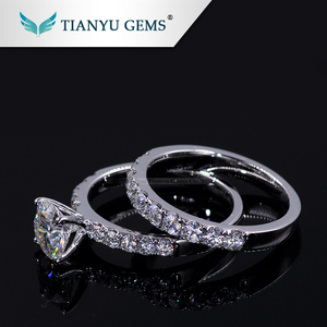 14 K/18 k Blanco/oro amarillo 1 Carat Forever one def VVS diamante sintético moissanite compromiso precio del anillo - Product Image 5