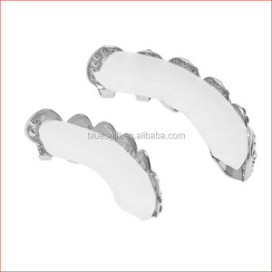 <span class=keywords><strong>Dents</strong></span> plaquées <span class=keywords><strong>argent</strong></span> blingz de style Hip Hop avec pierres à deux rangées, <span class=keywords><strong>dents</strong></span> diamond Grillz - Product Image 4