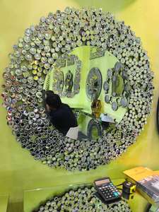 Miroir décoratif en verre et <span class=keywords><strong>bois</strong></span> de style <span class=keywords><strong>Art</strong></span> déco avec éclairage LED pour montage mural - Product Image 2