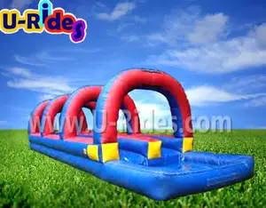 Permainan rumput luar ruangan 2 orang perosotan air tikar semprotan Musim Panas mainan air tiup perosotan air untuk anak-anak dewasa taman balap