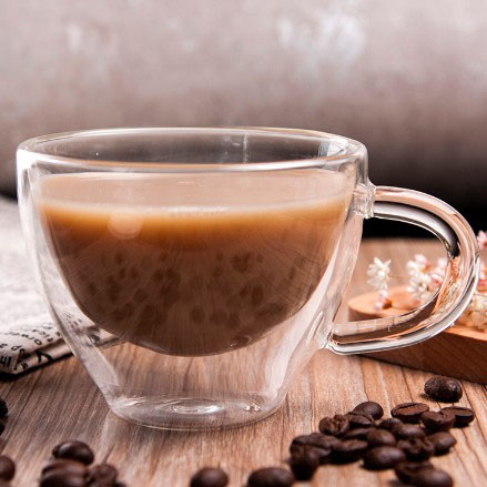 Heat resistance clear borosilicate double wall glass coffee cup