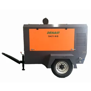 DACY Series 8 9 10 m3 min 300 cfm Portable Configuration Diesel Driven Screw Air Compressor on 2 wheels