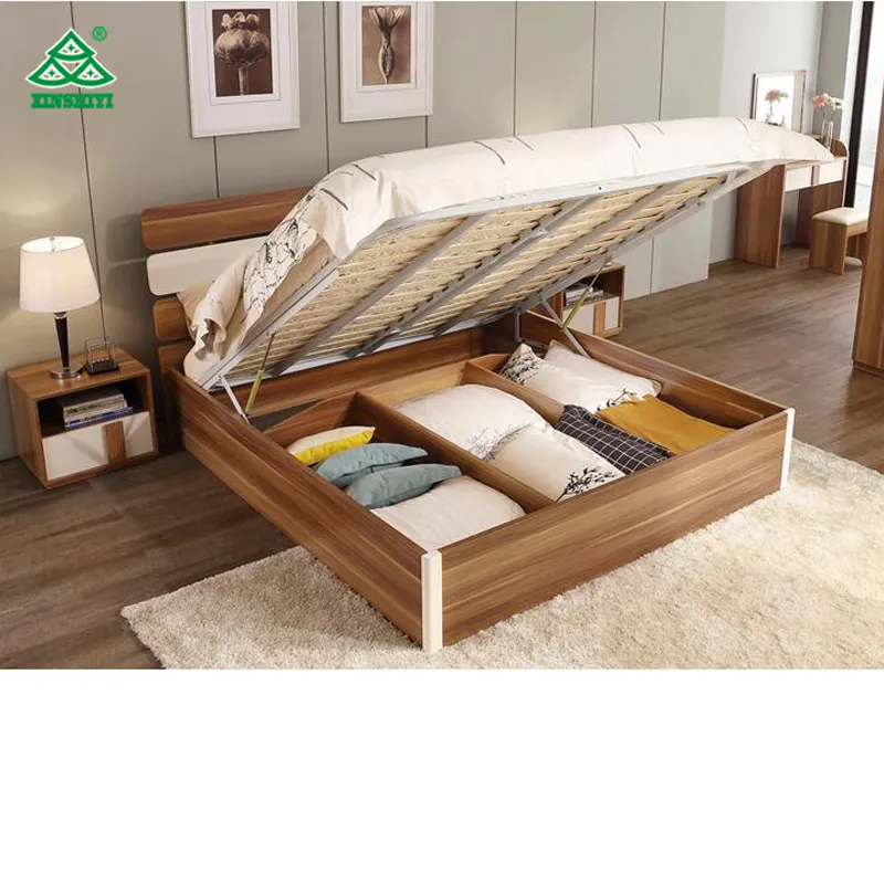 การออกแบบเตียงเฟอร์นิเจอร์ห้องนอนเตียงไม้สำหรับบ้านห้องนอน