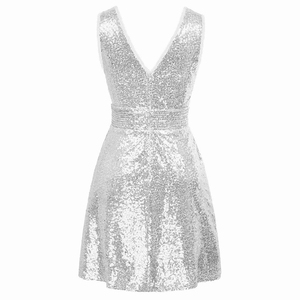 Abito da <span class=keywords><strong>damigella</strong></span> <span class=keywords><strong>d</strong></span>'<span class=keywords><strong>onore</strong></span> corto senza maniche da donna con splendida maglia di paillettes Vintage per adulti <span class=keywords><strong>abiti</strong></span> da sera - Product Image 4