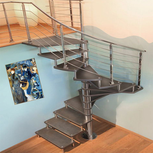 Vòng thang sắt gỗ cầu thang hiện đại xoắn ốc cầu thang thiết kế - Product Image 3