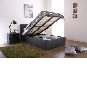 Ottoman Gas Lift up Storage <strong>Bed</strong> - <strong>Black</strong> 4ft6 <strong>Double</strong> 5ft King Size - Product Image 3