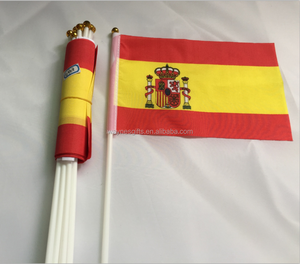 Bandera de mano de poliéster 100% personalizada, Bandera de País de campeonato, exhibición de <span class=keywords><strong>agencia</strong></span> de <span class=keywords><strong>viajes</strong></span> de España de 3x5 pies, asta de bandera de fibra de vidrio de nailon de vinilo - Product Image 1