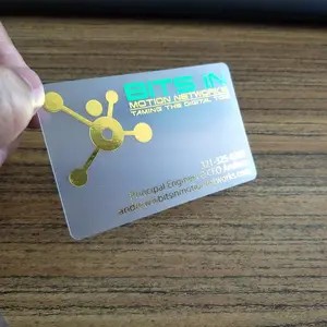 Transparent plastic visit card business cards using gold foil