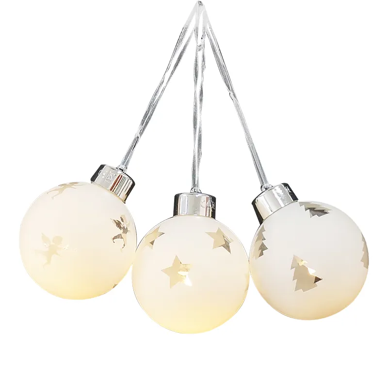 3pcs/1set,warm white LED glass spotted silver hollow ball light,Christmas tree/star/angel decoration with remote control