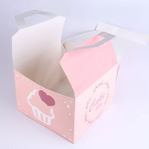 Boîte à gâteau en papier rose écologique de conception libre - Product Image 3