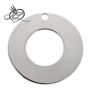 不锈钢冲压空白标签魅力吊坠圆形甜甜圈 30毫米 (1 1/8 “) 直径