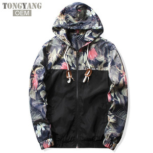 TONGYANG OEM Bomber floreale da uomo Hip Hop Slim Fit <span class=keywords><strong>fiori</strong></span> Bomber cappotto <span class=keywords><strong>giacca</strong></span> da uomo con cappuccio Plus Size - Product Image 2