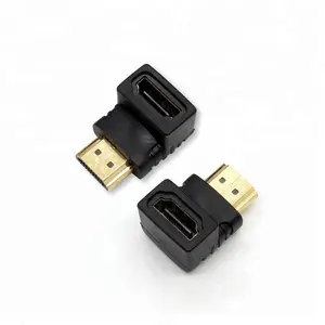 24 K Berlapis Emas Sudut Siku 90 Derajat HDMI Male To Female Adapter