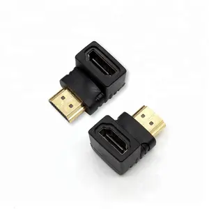 Позолоченный правый угол 90 градусов адаптер HDMI штекер-гнездо 24k