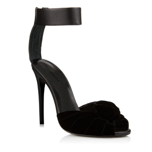 Sandali con tacco alto da donna in velluto rosso, sexy, neri, con nodo alla caviglia, peep toe, <span class=keywords><strong>estivi</strong></span>, per serate eleganti - Product Image 5