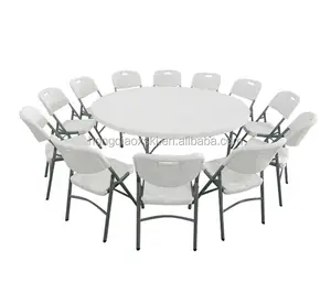 Mesa circular grande para catering, patas plegables, mesa redonda de plástico, venta al por mayor, precio bajo, mesa y sillas plegables para salón de banquetes