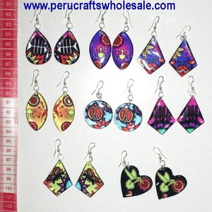 Peruvian <b>Earrings</b> Color Ethnic Ornament <b>Handmade</b> Resin Fashion Jewelry Wholesale Lot - Product Image 2