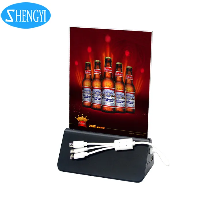 Shengyi 특허 제품 3in1 케이블 새로운 레스토랑 메뉴 전원 은행 광고 18650 리튬 배터리 대용량 USB CN;GUA