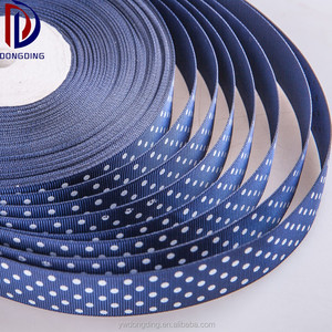 Alta calidad al por mayor de polca imprimió la cinta del grosgrain del poliester cintas navy - Product Image 1