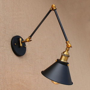 Lampada da parete Vintage in ferro industriale <span class=keywords><strong>con</strong></span> LED a <span class=keywords><strong>braccio</strong></span> oscillante lungo per parete E26 Base per illuminazione cucina nera - Product Image 3