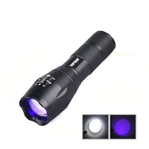 E17 듀얼 365NM / 395NM UV + 화이트 LED 보라색 빛 앰버 감지기 UV 손전등