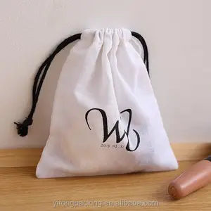 Custom White Cotton Muslin Gift Pouch Bag With Logo
