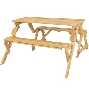 Wood Patio 2 in 1 <strong>Outdoor</strong> Interchangeable Picnic <strong>Table</strong> <strong>and</strong> <strong>Bench</strong> <strong>Set</strong> - Product Image 3