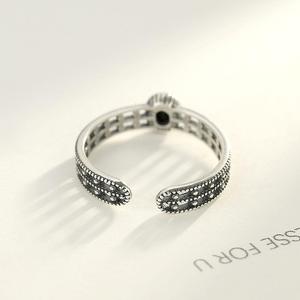 Czcity Sterling Zilver 925 Originele Vintage Ringen Vrouwen Minimalistische Stijl Zwart Eivorm <span class=keywords><strong>Stone</strong></span> Engagement Verstelbare <span class=keywords><strong>Ring</strong></span> - Product Image 6