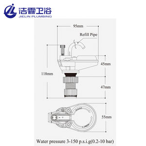 Válvula de Llenado Mini Piloto Antisifón JIELIN para Inodoro Americano, Ahorro de Agua, Material ABS/POM, Rosca de 15/16 Pulgadas, 3 Años de Garantía - Product Image 3