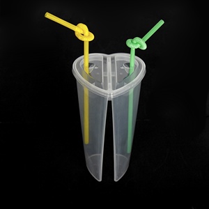 Vasos de Plástico Transparente en Forma de Corazón, Vasos Desechables para Beber, Dos Sabores en un Solo Vaso, Libres de BPA - Product Image 3