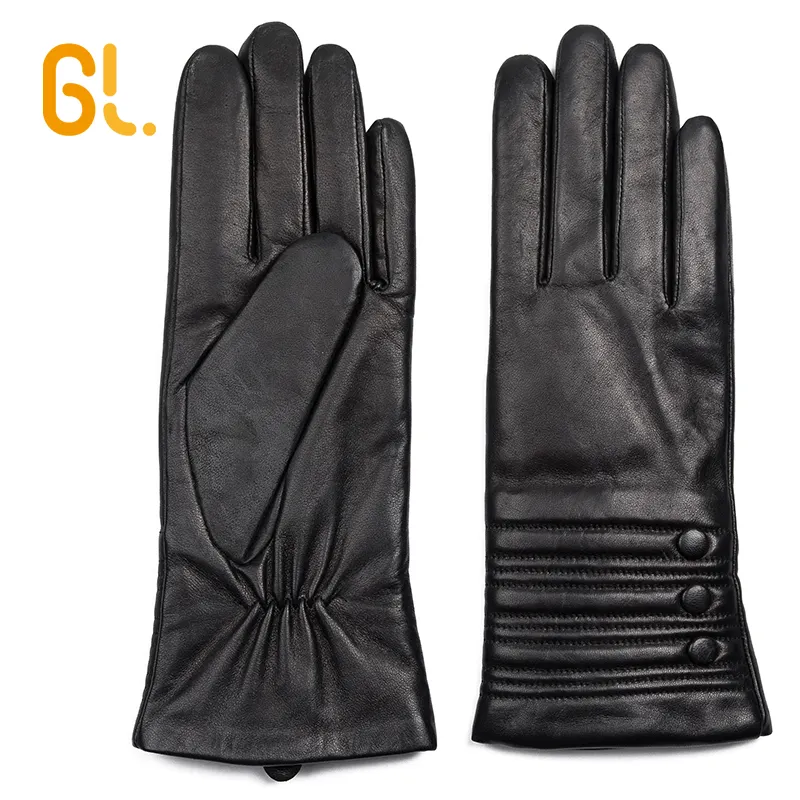 Gants en cuir de mouton véritable doublés en fourrure de lapin, robe d'hiver pour dames, BW388