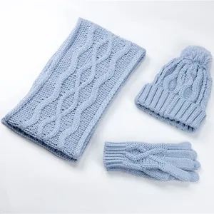 Di modo lavorato a maglia della sciarpa di collo per bambini guanti per bambini cappello e sciarpa set