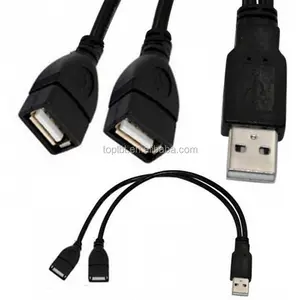 USB 2.0 남성 케이블 플러그 2 듀얼 USB 여성 잭 Y 분배기 허브 어댑터 케이블