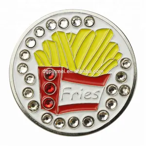 Groothandel Frietjes Metalen Kristal Golfbal Markers Custom Golfbal Markers