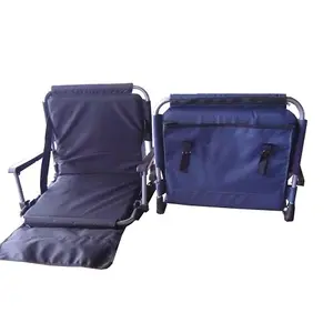 Portable sport chair with side pocket and cup holder beach ground padded folding stadium chair