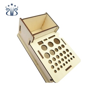 Handmade DIY Porous <strong>Wooden</strong> Leather <strong>Tool</strong> Storage <strong>Box</strong> - Product Image 2