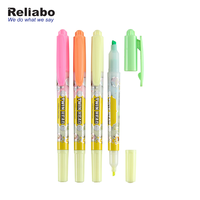 Reliabo Nouvelle Arrivée Personnalisé Imprimé Non Toxique Deux Double Face Couleur Stylo Surligneur