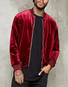 New fashion custom velour oem men velvet bomber jacket mens chinese wholesale clothing manufacturers