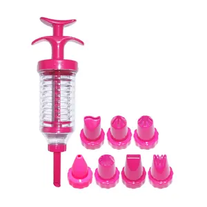 Vendita calda rosa per bambini fai da te cottura in plastica 8 pezzi decorazione sparay press cake icing tool gun