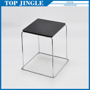 Taburete individual negro de alambre acrílico de forma redonda - Product Image 5