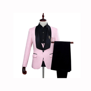 <strong>Red</strong> White Pink <strong>Suit</strong> Men Slim Fit Shawl Collar Men <strong>Suits</strong> for Wedding Fashion Jacquard 3 Piece Prom <strong>Suits</strong> - Product Image 2